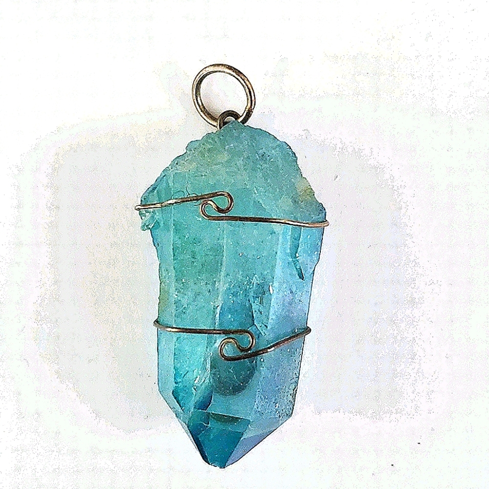 Aqua Aura Quartz pendant